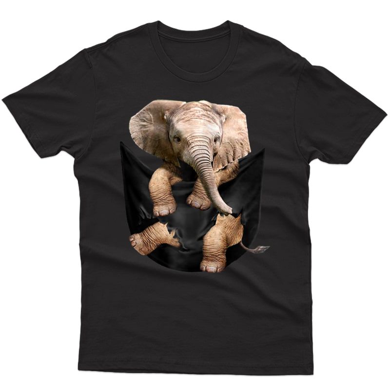 Cute Elephant Pocket T-shirt Christmas Gift