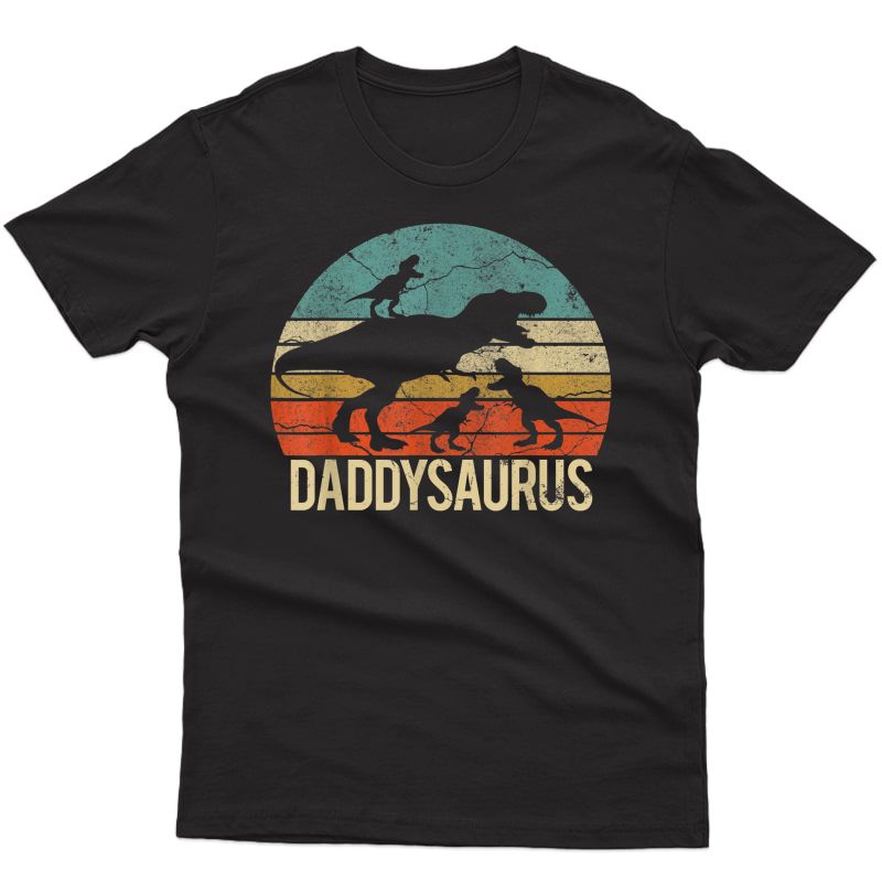 Daddy Dinosaur Daddysaurus 3 Three Xmas Christmas Gift T-shirt