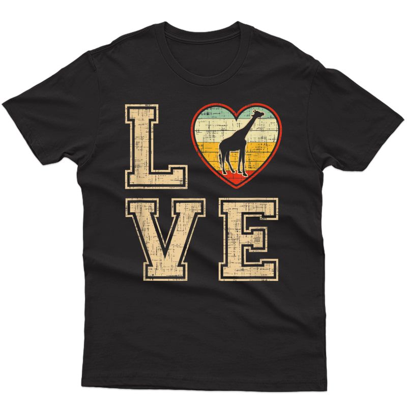 Vintage Heart Giraffe Lover Christmas Valentine Father Day T-shirt